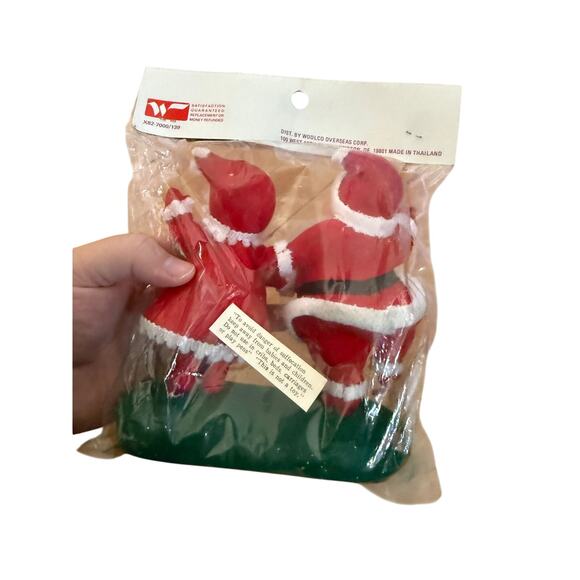 Vintage Flocked Dancing MR & MRS SANTA CLAUS Unused Original Package - Picture 6 of 7
